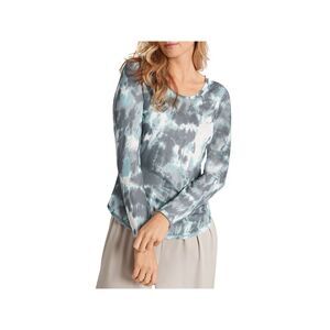 B NEW YORK Womens Green Stretch Tie Dye Scoop Neck Top S